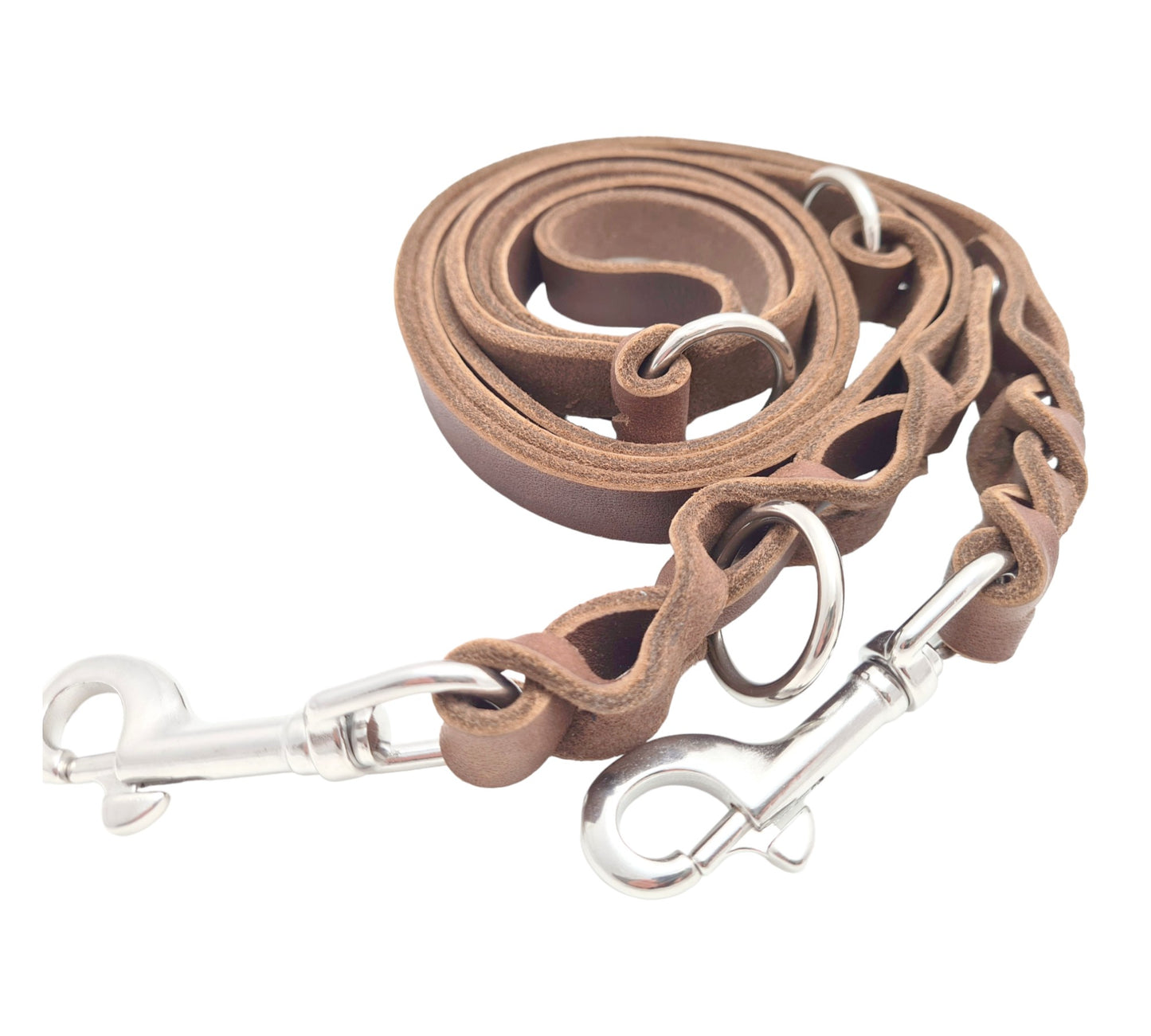 High-quality fat leather leashes, 3-way adjustable