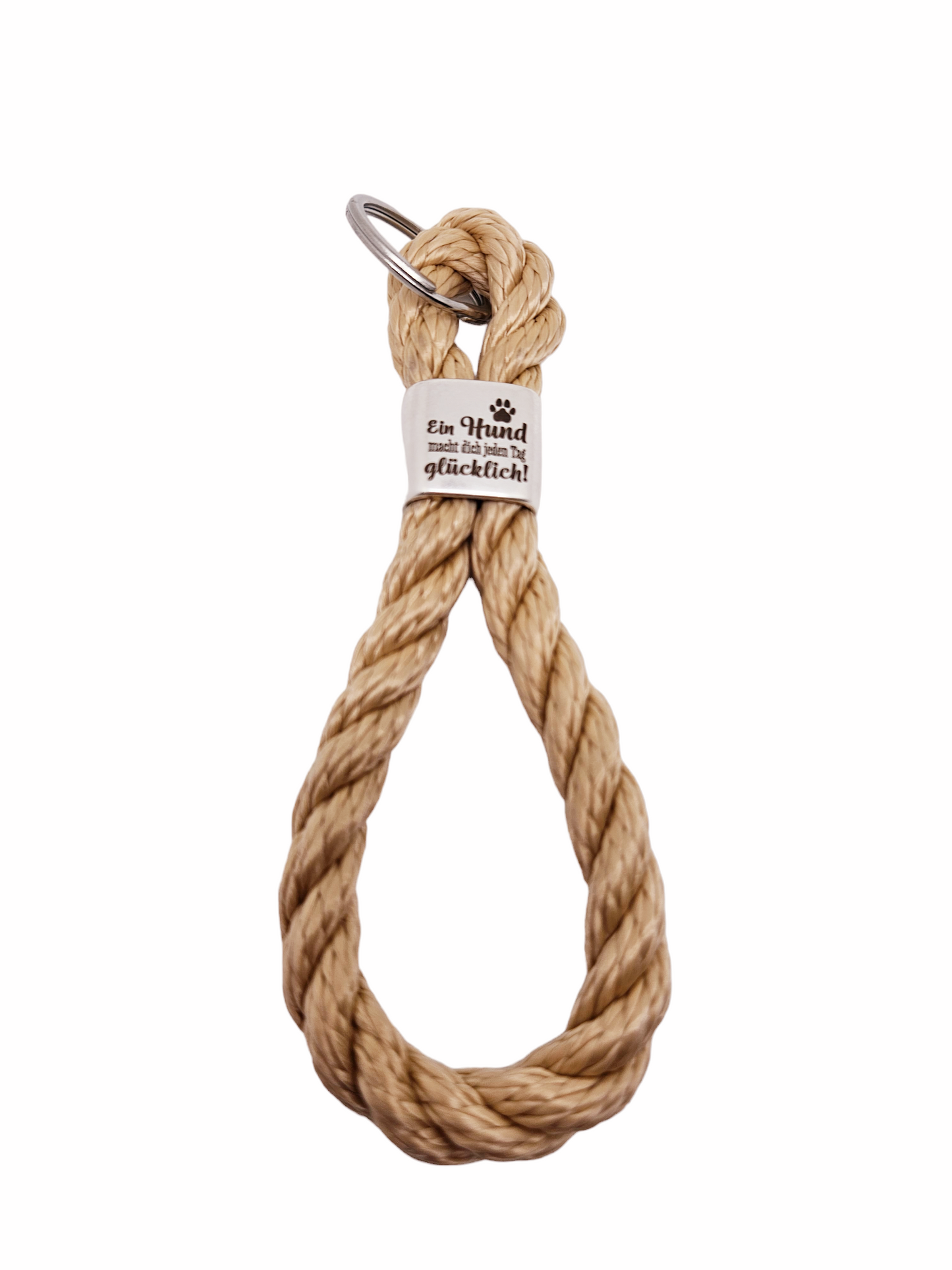 Keyring made of sail rope "A dog makes you happy every day"