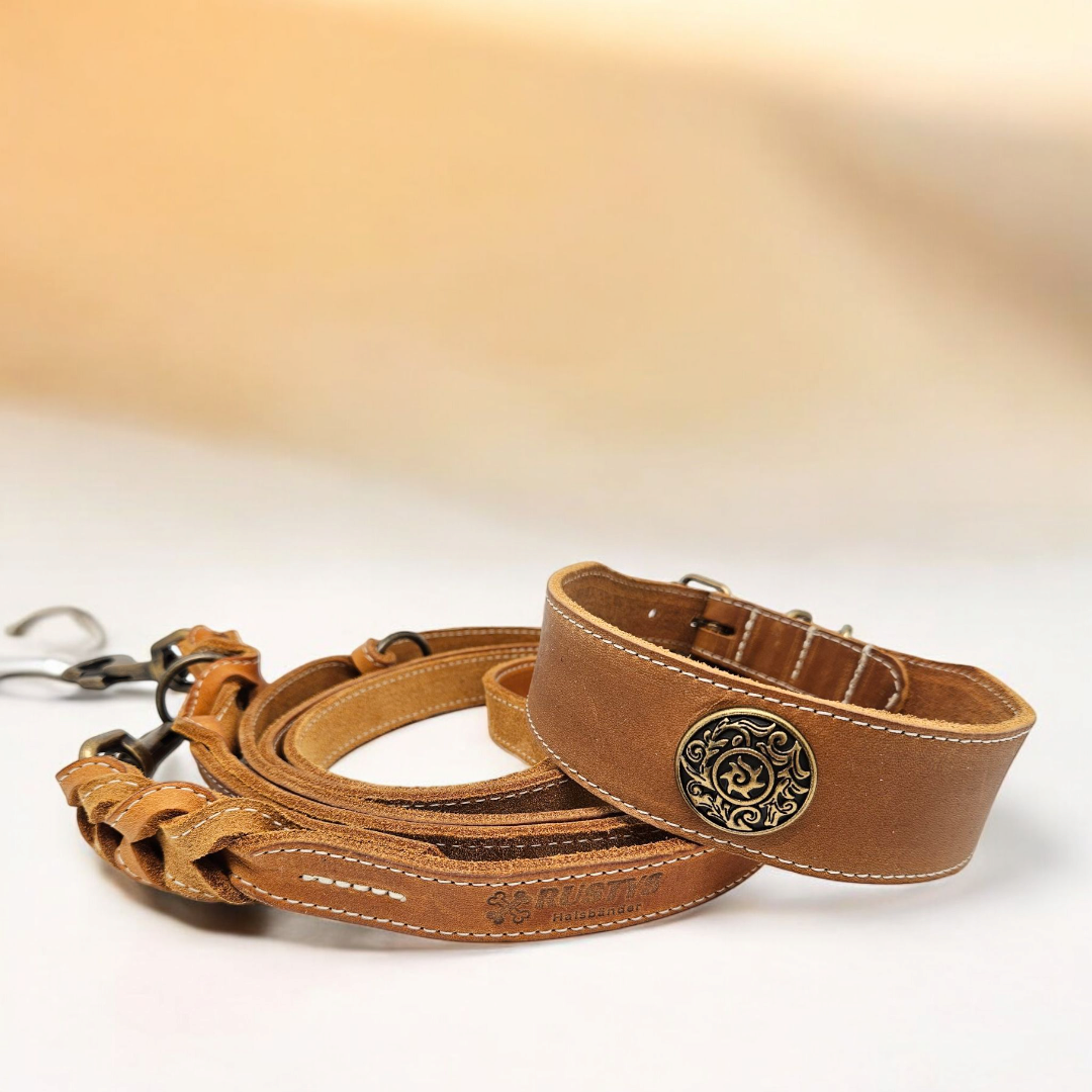 Fettleder Halsband mit Rollschnalle 4cm Breite