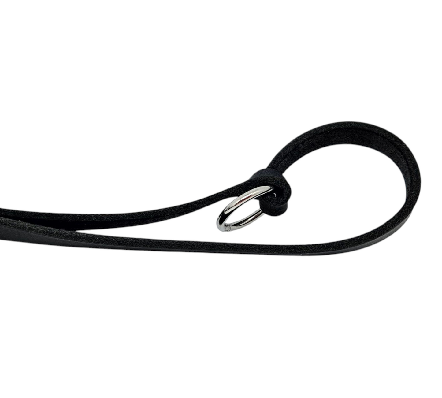 Hochwertige Fettleder-Leine 3-fach verstellbar, schwarz, 18mm, 2,45m