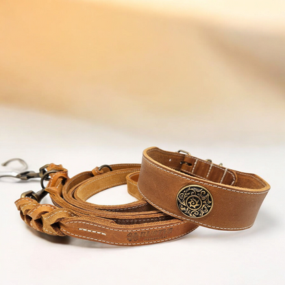 Fettleder Halsband mit Rollschnalle 4cm Breite