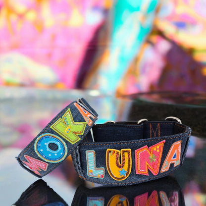 Jeans upcycling mit Namen Zugstopp & Martingale