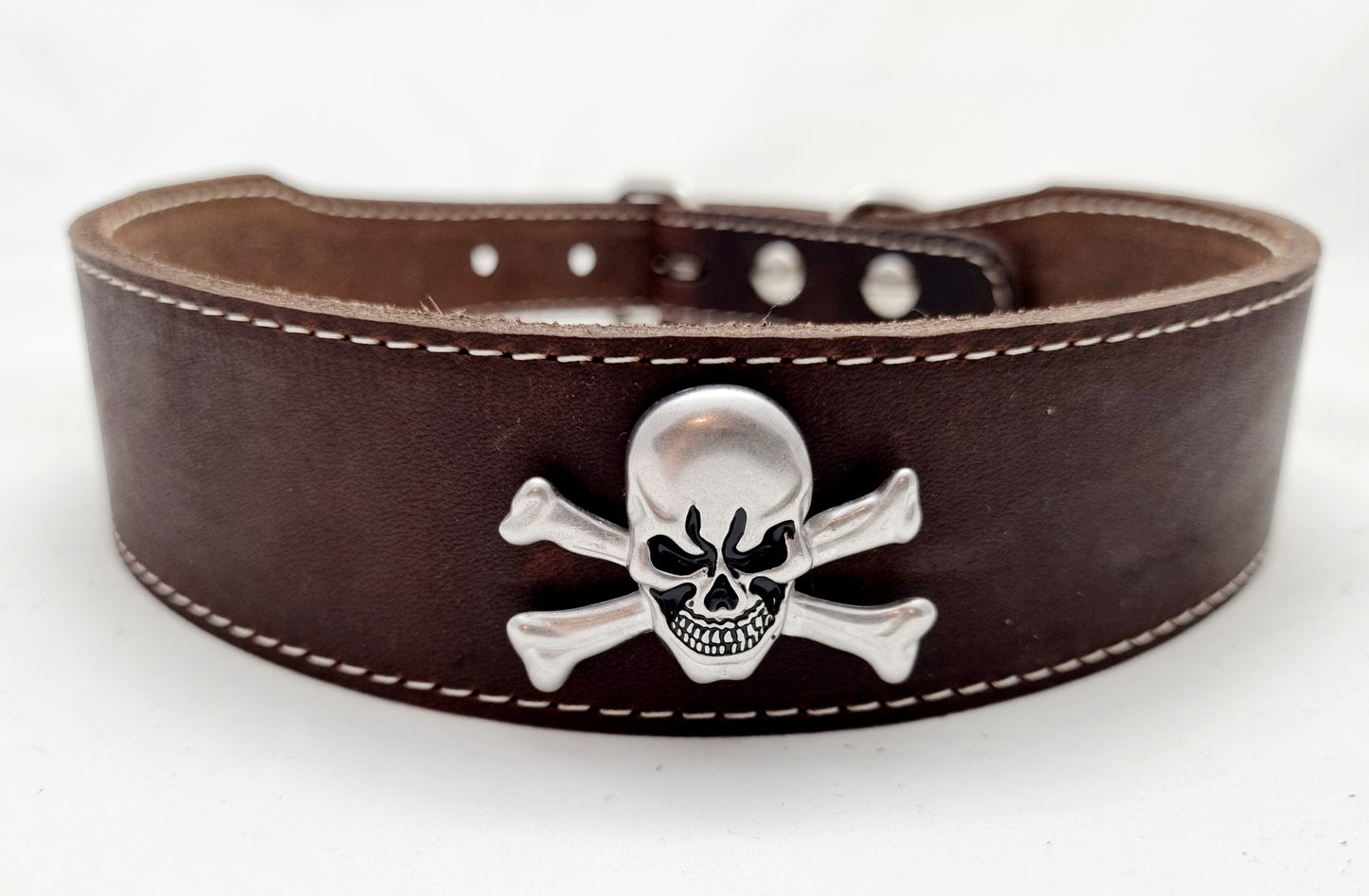 Fettleder Halsband mit Rollschnalle 4cm Breite