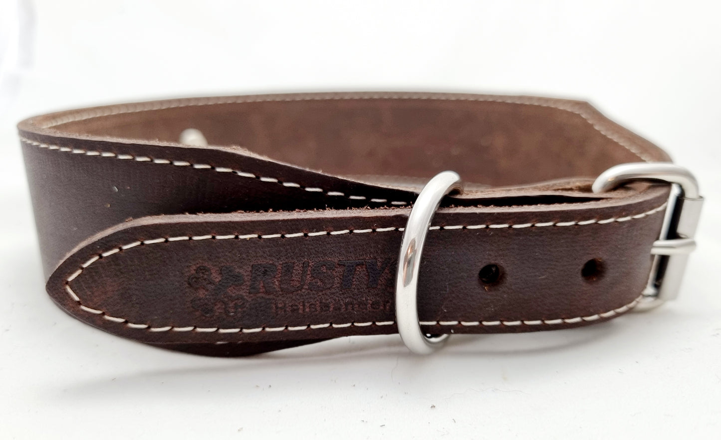 Fettleder Halsband mit Rollschnalle 4cm Breite