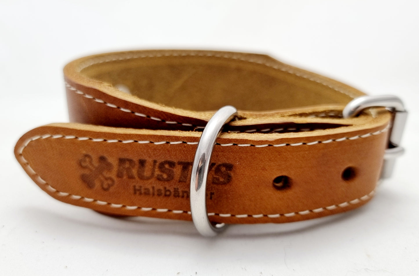 Fettleder Halsband mit Rollschnalle 4cm Breite