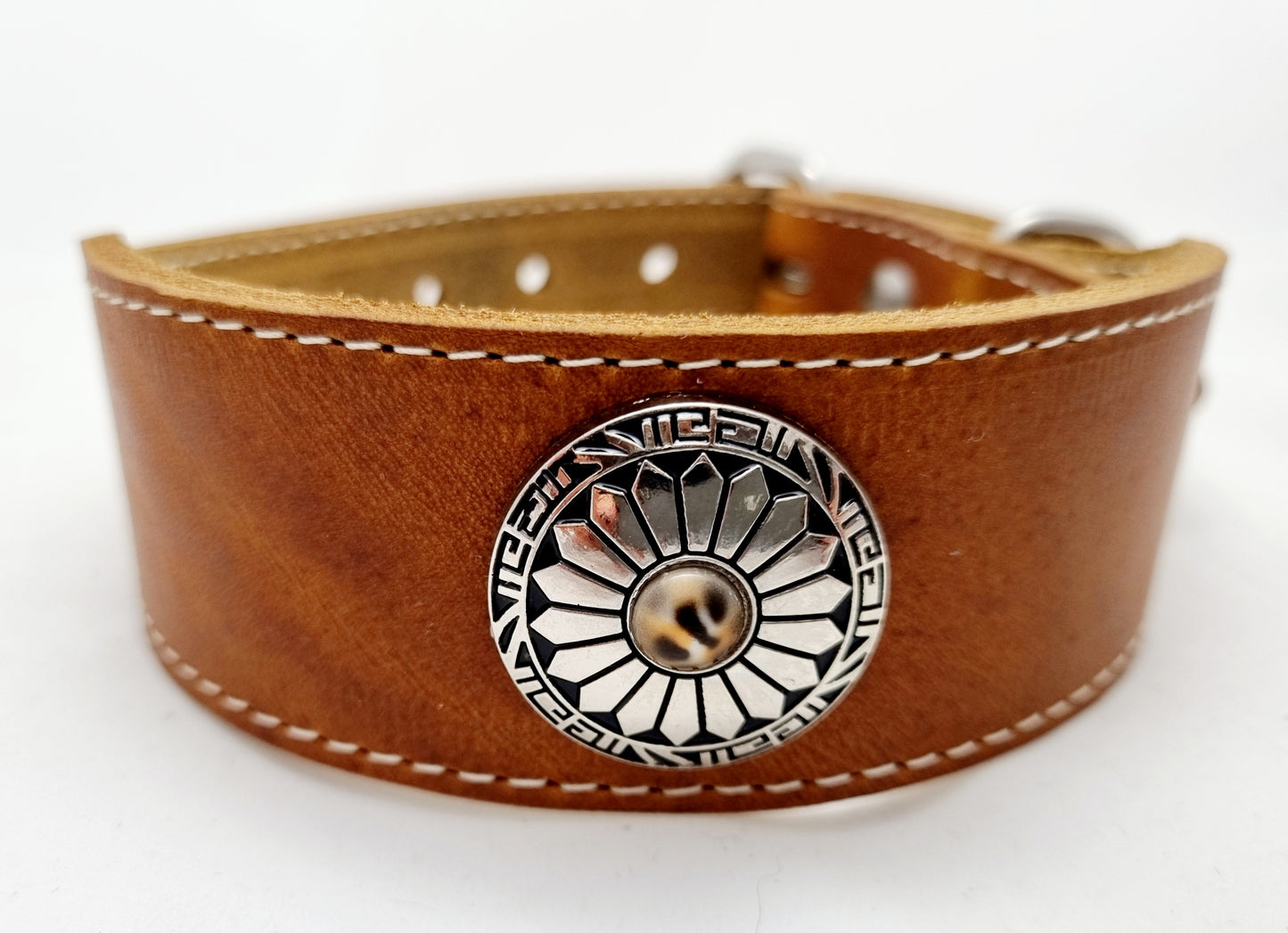 Fettleder Halsband mit Rollschnalle 4cm Breite