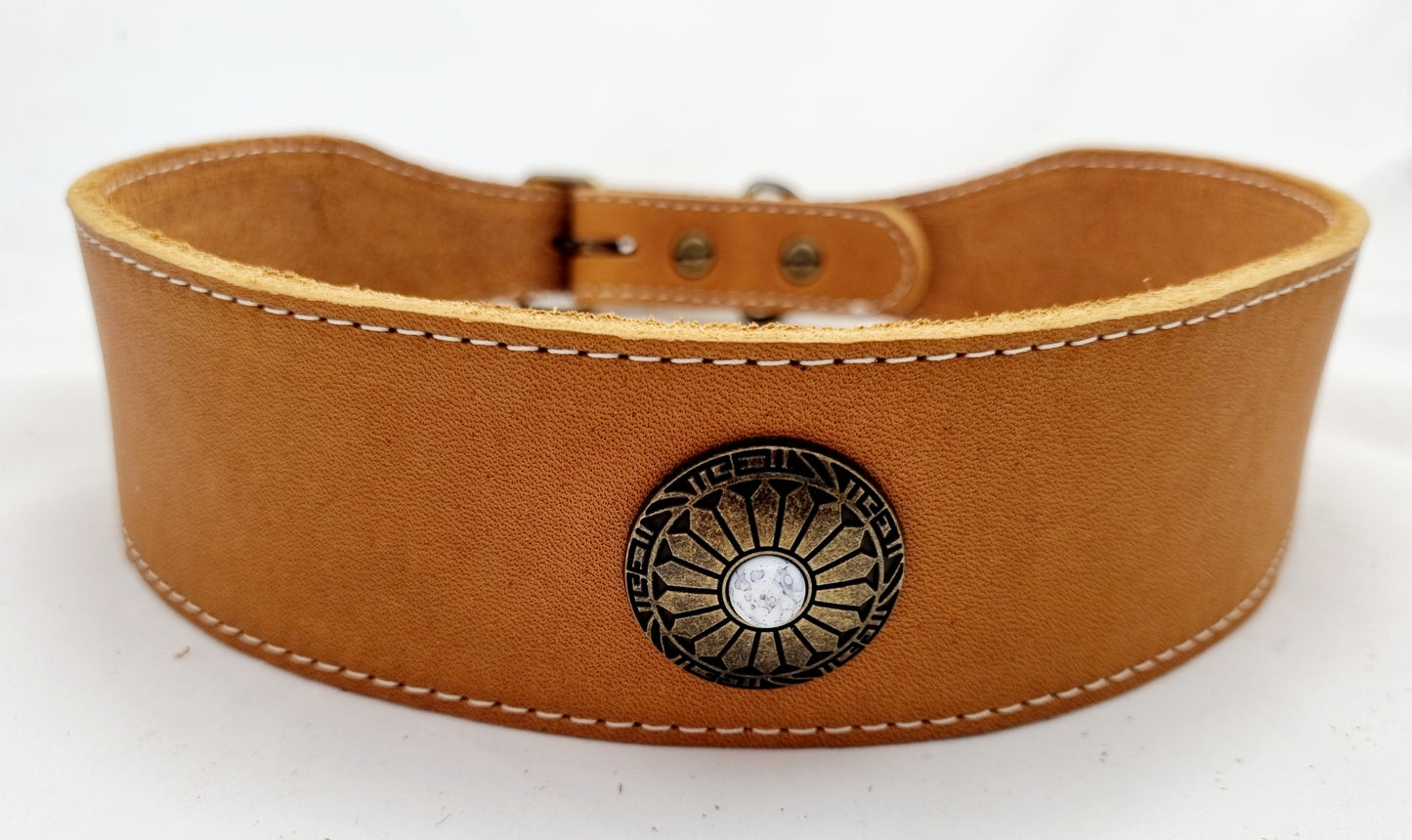 Fettleder Halsband mit Rollschnalle 4cm Breite