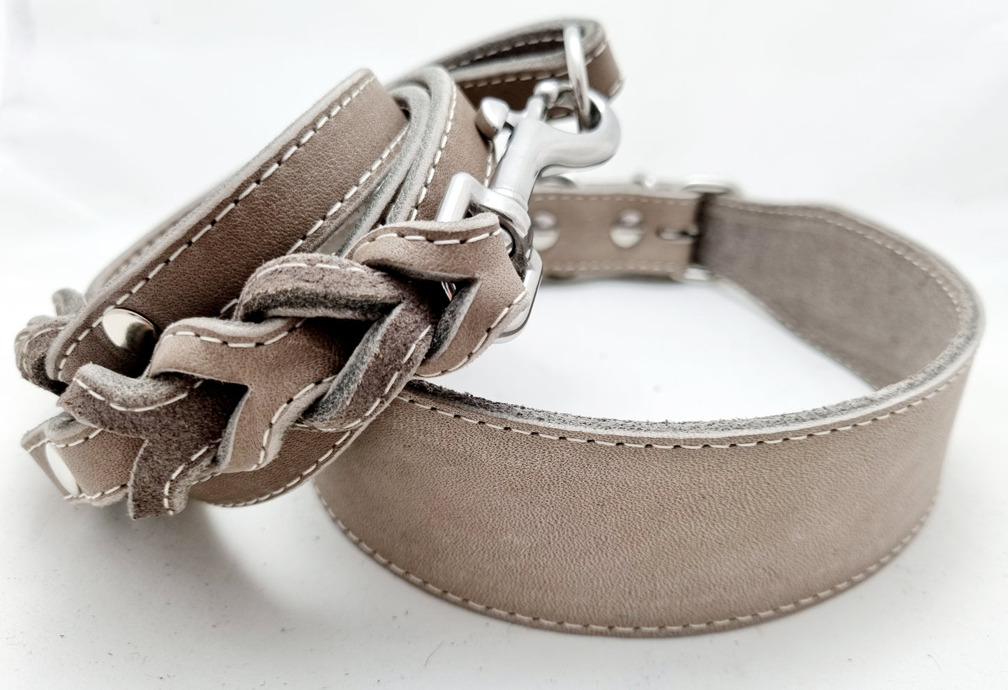 Fettleder Halsband mit Rollschnalle 4cm Breite