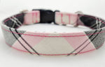 Klickverschluss Halsband Karo rosa-grau
