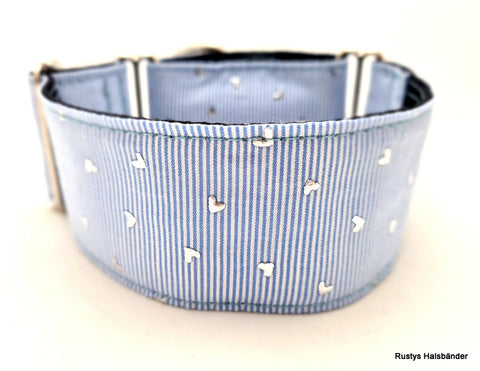 Halsband Herzen gestreift silber - 88.