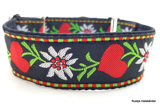 Halsband Alpenglück schwarz-rot