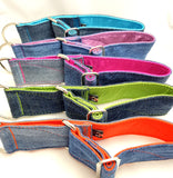 Halsband Jeans upcycling türkis