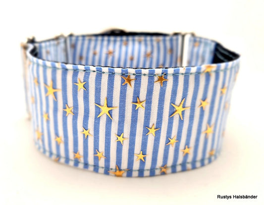 Halsband Sterne gestreift blau-gold