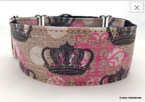 Halsband Crown pink-schwarz